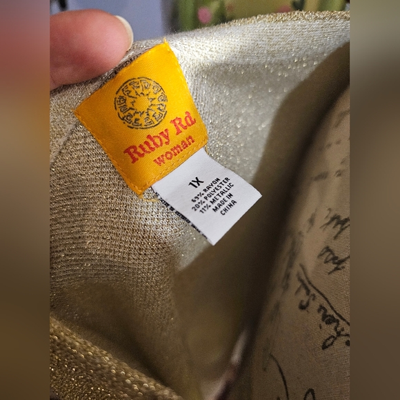 Ruby Rd Women Top 1x Gold Ombre Christmas Holiday Party Sweater NWT - Picture 8 of 11